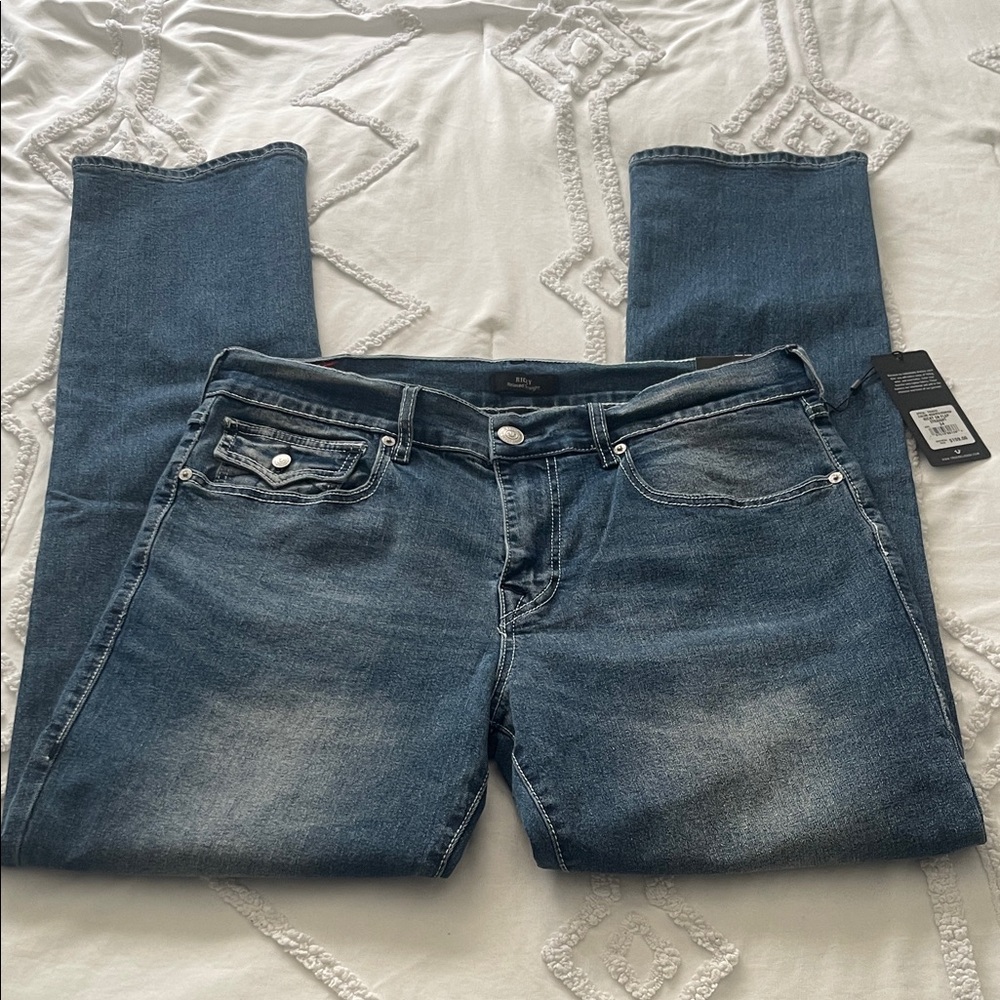 True Religion Ricky Sn Flap Relaxed Straight Jeans 34x34 Denim Medium Spiced